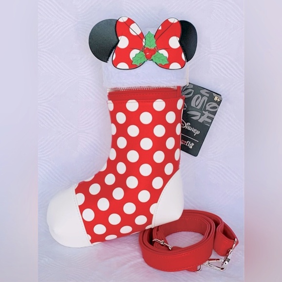 SALE - Loungefly Disney Minnie Mouse Christmas Holiday Stocking Crossbody Bag - Picture 14 of 14